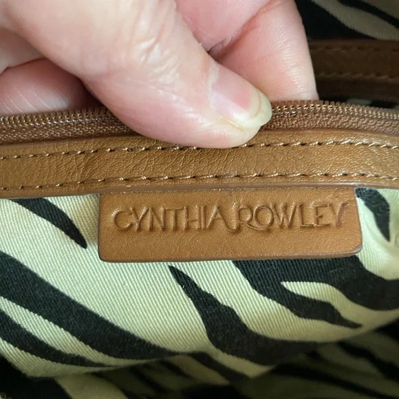 Cynthia Rowley leather satchel snakeskin texture, gold-tone hardware,tassel,Brn - Picture 13 of 17